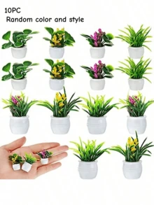 4pcs/Set Miniature Potted Plants Assortment, Dollhouse Decor Realistic Floral Micro Landscape Accessories - Plant - View 11