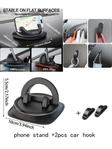 Giá đỡ điện thoại trên bảng điều khiển ô tô xoay 360°, Giá đỡ điện thoại dạng đĩa đa năng, Giá đỡ định hướng dính, Giá đỡ bảng điều khiển bằng nhựa ABS có thể xoay - màu đen - Xem 11