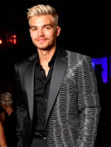 Men's Sequin Fish Scale Sequin Suit Jacket, Banquet Stage Performance Formal Wear, Party Nightclub Style - Silver - View 1