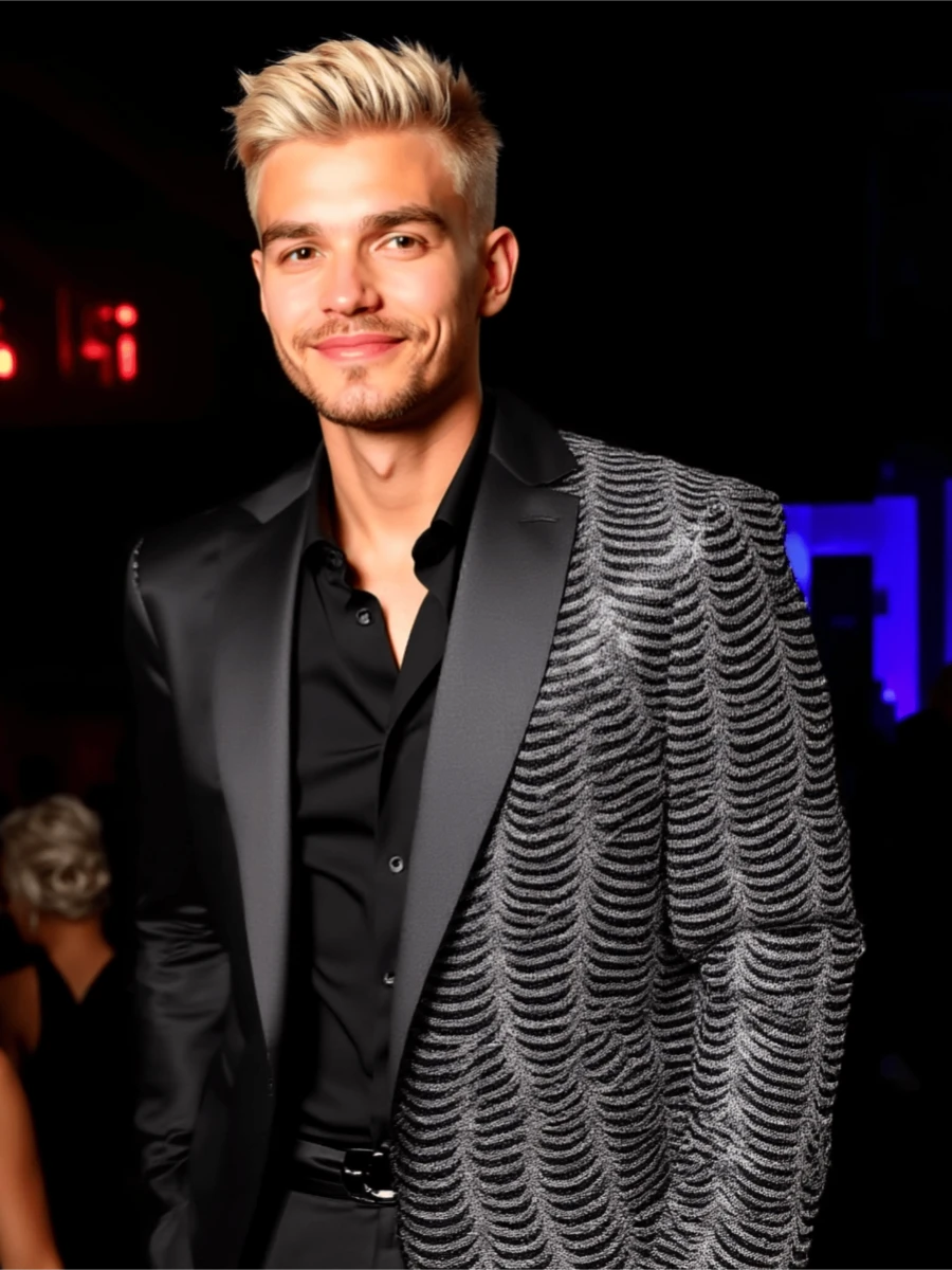 Men's Sequin Fish Scale Sequin Suit Jacket, Banquet Stage Performance Formal Wear, Party Nightclub Style - Silver - View 1
