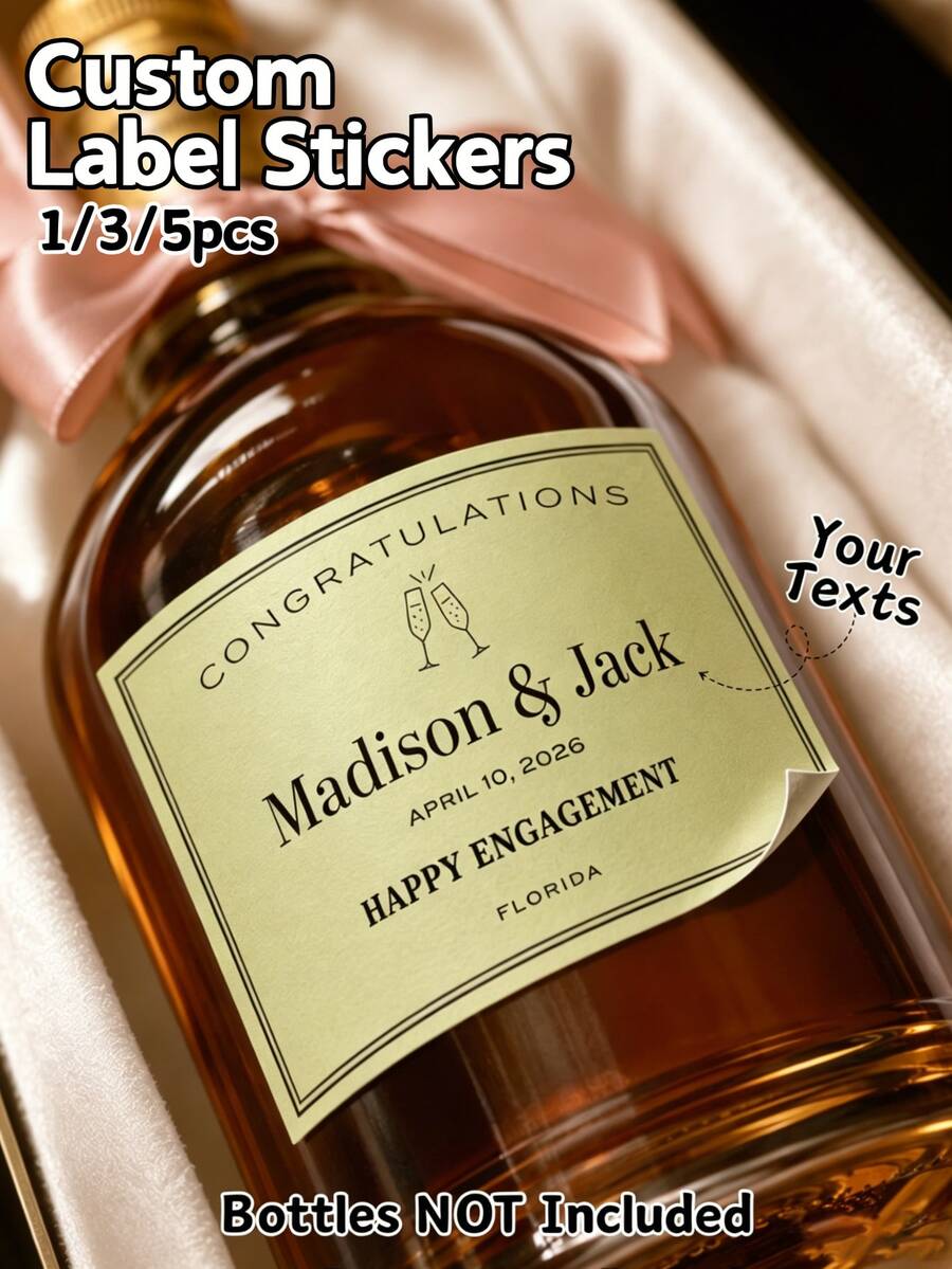 Personalized Wedding Labels [Labels Only, No Tubular Packaging] Personalized Wedding Favor Labels, Personalized Name Labels, Customizable Stickers, Create Your Own Custom Stickers | Favorite Quote Stickers | Personalized Stickers | Bachelorette Party Stickers | Design Your Own Stickers - Custom Label Stickers - View 1