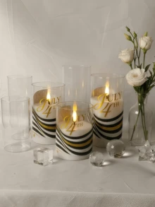 1/2/3pcs Flameless Candle Lights With Remote Control/Timer, Battery Operated, Warm Light Candle Lamps, Suitable For Table Centerpiece Decoration, Perfect For US Independence Day And Holiday Atmosphere Decor - Transparent - View 6