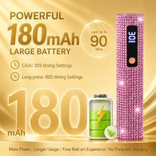 1 đèn làm móng đính đá, đèn làm móng hình cúc áo, đèn LED làm móng sạc USB có màn hình hiển thị kỹ thuật số - Làm khô nhanh và bền lâu, pin lithium dung lượng lớn 180mAh, thích hợp sử dụng tại nhà và salon. Món quà lý tưởng, quà tặng ngày lễ, đèn làm móng sạc điện, đèn làm móng cầm tay, dụng cụ làm móng, vật tư làm móng. - Nhiều màu - Xem 4