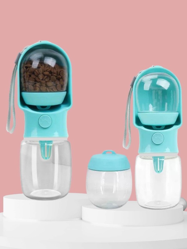 1 bình nước du lịch di động cho thú cưng, phù hợp cho chó, mèo, chó con, kèm hộp đựng thức ăn, chống rò rỉ và chống trượt, cần thiết cho các hoạt động ngoài trời như đi bộ đường dài, leo núi, cắm trại, có thể gấp gọn, nhẹ, phụ kiện thú cưng, đồ dùng du lịch mùa hè cho thú cưng ở bãi biển, công viên, bình đựng nước cho chó.
