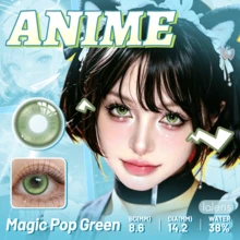 Lalens 6片/包，6个月抛型魔幻泡泡美瞳，灰色、绿色、蓝色、玫瑰红四色可选，14.2mm x 8.6mm，适合所有脸型，女性适用，万圣节派对角色扮演妆容，可放大双眼。 - 年拋 - 查看 9