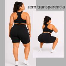 Plus Size Black Set, Zero Transparency, Gym Wear - 黑色 - 查看 2