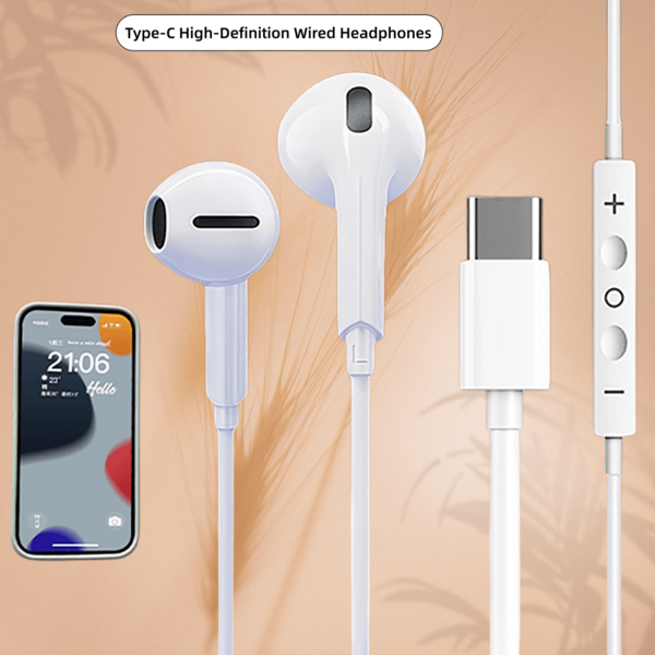 Écouteurs intra-auriculaires filaires USB C, écouteurs Type C pour la musique, les appels téléphoniques et le volume, écouteurs filaires Type-C pour le jeu, compatibles avec iPhone17/16/16 Plus/16 Pro/16 Pro Max, série iPhone15, Galaxy S24/S23/S22, Car Play, gris pixel