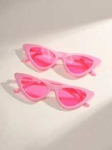 2-4 Pairs Fashion Sweet Pink Cat Eye Fashion Glasses For Teens, Suitable For Party And Ball Decoration - Multicolor - View 9