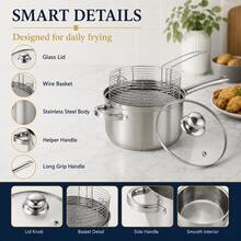 18cm Multi-Function Metal Deep Fryer Set With Lid, Home Use Oil-Saving Frying Pan (Includes 16cm Dedicated Oil Strainer Basket) - View 5