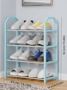 4-Tier Shoe Rack Storage Organizer, Metal & Plastic Sturdy Structure, Space-Saving Stackable Design, Easy Assembly & Disassembly, 6kg Load Capacity, Suitable For Entryway, Closet, Bathroom & Dorm, Holds Up To 8 Pairs Of Shoes - Multicolor - View 15