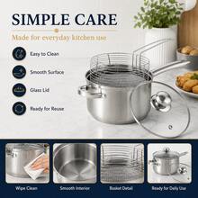 18cm Multi-Function Metal Deep Fryer Set With Lid, Home Use Oil-Saving Frying Pan (Includes 16cm Dedicated Oil Strainer Basket) - View 7