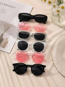 6 Pairs Personalized Retro Ultra-Lightweight Round Frame Candy Color Street Style Fashion Glasses - Multicolor - View 7