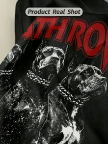 Women's Summer Casual Soft Round Neck Short Sleeve T-Shirt,Pit Bull Print Graphic Suitable For Spring And Summer Wear. - Negro - Ver 3