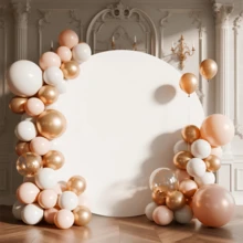 1pc White Round Arch Backdrop Cover, White Round Arch Backdrop Cover, Elastic Fabric, With Elastic Band, Diameter 200/220cm, Round Arch Cover, For Wedding, Birthday Party, Room Background Decoration, Sage Green Round Photography Backdrop, For Round Stand, Baby Shower, Family Party Photography Background Decoration Props, Christmas Party, New Year Party, Home Decoration, Room Decoration Background Decoration - White - View 5
