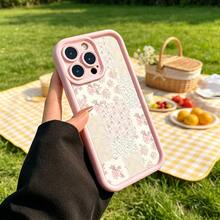 Pink Floral Patchwork Fabric Design Cute Bows  Black Phone Case For IPhone X/XS/11/12/13/14/15/16 Pro - Sleek & Durable Cover For Cool Guys & Girls, Anti-Scratch With Full Camera Protection - Perfect Unisex Gift, Stylish & Durable - Ideal Gift For Boyfriend/Girlfriend - Hồng - Xem 4