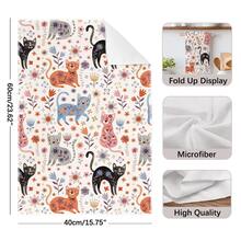 2pcs Minimalist Cute Cartoon Cat Pattern Kitchen Towels, Soft Polyester Material Dish Cloths, Suitable For Kitchen Decor, Cleaning, Holiday Party Decoration, Kitchen & Bathroom Essentials, Home Decor, Housewarming Gift - Multicolor - View 4