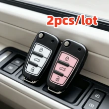 2pcs Car Key Case Covers For Audi A2 A3 A4 A6 A6L A8 Q7 TT, Fits The Car Key Shown Only - Multicolor - View 2