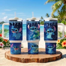 Disney Stitch And Angel 40 Oz Tumbler With Handle And Straw, Lilo & Stitch Stainless Steel Insulated Travel Mug, Cute Reusable Iced Coffee Cup, Romantic Valentines Day Gift For Her - Mũi khâu - Xem 10
