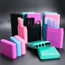 Macaron Color Plastic Cigarette Case, Portable 3+1 Cigarette Box, Can Store 3 Cigarettes + 1 Lighter, Multiple Colors Available - 1 - View 3