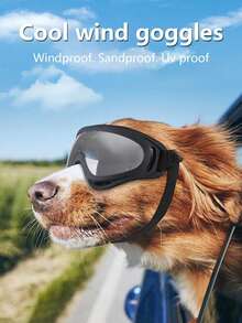Adjustable Dog Goggles For Small, Medium & Large Breeds - Windproof & UV Protection Pet Sunglasses With Double Straps - Black - View 5