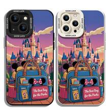 Disney Castle & Minnie Mouse Travel Bag Phone Case, Decorated With Park Bag, Polka Dot Bow & "The Best Bag For The Parks" Letter Patterns, Shockproof Protective Cover Compatible With IPhone 17/16/15/14/13/12/11 Pro, Perfect Gift For Family, Friends, Birthdays, Holidays, Boyfriends, Girlfriends & Valentine's Day - trắng - Xem 6
