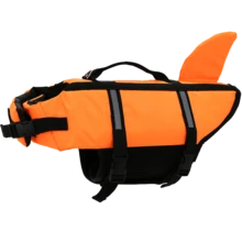 Jaket Pelampung Anjing yang Dapat Diatur, Model Hiu, Daya Apung Tinggi dengan Pegangan Penyelamat, Cocok untuk Anjing Kecil, Sedang, dan Besar untuk Berenang dan Berperahu - Jeruk - View 4