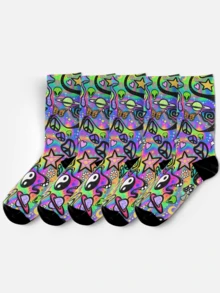 Men's Socks, 360 Degree Print - Fantasy Mushroom, Animal, Colorful, Hip Hop, Street Style, Fun Socks, Couple, Gift, Daily, Party, Holiday - Multicolor - View 5