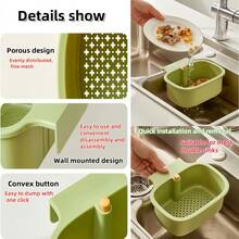 3 Color Kitchen Sink Drain Strainer Basket + Splash Proof Tap Extension Filter Sink Holder Organizer Set For Home Kitchen - S - View 2