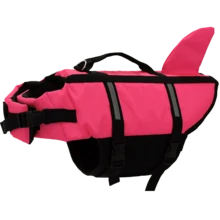 Chaleco salvavidas ajustable para perros, estilo tiburón con alta flotabilidad y asa de rescate, adecuado para perros pequeños, medianos y grandes para nadar y navegar - Rosa Roja - Ver 4