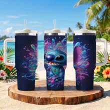 Disney Stitch And Angel 40 Oz Tumbler With Handle And Straw, Lilo & Stitch Stainless Steel Insulated Travel Mug, Cute Reusable Iced Coffee Cup, Romantic Valentines Day Gift For Her - Mũi khâu - Xem 12
