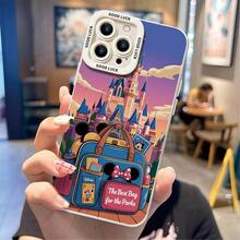 Disney Castle & Minnie Mouse Travel Bag Phone Case, Decorated With Park Bag, Polka Dot Bow & "The Best Bag For The Parks" Letter Patterns, Shockproof Protective Cover Compatible With IPhone 17/16/15/14/13/12/11 Pro, Perfect Gift For Family, Friends, Birthdays, Holidays, Boyfriends, Girlfriends & Valentine's Day - trắng - Xem 2