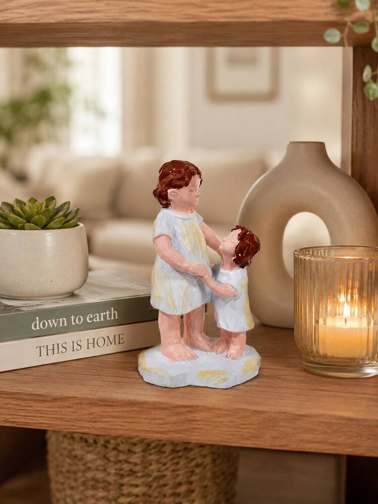 Tượng nhỏ mẹ và con gái, điêu khắc nhựa resin mẹ và con nắm tay, trang trí nhà ấm cúng cho phòng khách phòng ngủ văn phòng, điểm nhấn bàn kệ, quà tặng hoàn hảo cho mẹ, Ngày của Mẹ, những người yêu gia đình - Mẹ và con gái nhìn nhau. - Xem 4