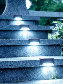 16 Packs Outdoor Solar Deck Lights, Waterproof Outdoor Decorate Lights, Solar Garden Lights, Outdoor Fence Lights, Solar Step Lights, Warm LED Lights, For Outdoor Stairs, Step, Fence, Garden, Balcony, Yard, Patio, And Pathway - Brown Shell - View 5