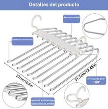 Percha para pantalones de 9 capas (2 unidades), perchaahorradora de espacio, estante de ropa multifuncional, organizadorde armario para pantalones, vaqueros, leggings y faldas, regalo deverano - Übersicht 2