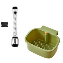 3 Color Kitchen Sink Drain Strainer Basket + Splash Proof Tap Extension Filter Sink Holder Organizer Set For Home Kitchen - S - View 13