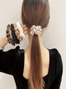 3pcs Random Color Vintage Scrunchies, High Elasticity - Very Suitable For Indoor Home Use, Outdoor Activities, Outings, Travel, And Other Occasions - Multicolor - View 2