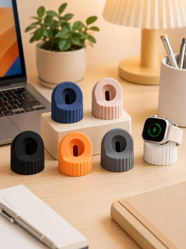 1 chiếc giá đỡ sạc đồng hồ thông minh bằng silicone, đế sạc đồng hồ nam châm có ngăn lưu trữ cáp & đế chống trượt, chế độ giá đỡ để bàn, dùng cho bàn cạnh giường, bàn làm việc, văn phòng, tại nhà