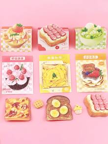Bread And Toast Shaped Sticky Notes, High Cost-Performance Suitable For Students, Adhesive, Personalized Creative Reusable - Multicolor - View 5