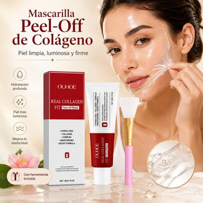 OUHOE Mascarillas faciales despegables de colágeno Contornos refinados Exfolia y reduce los poros Elasticidad Hidratante Brillo Reparador Iluminador Antiarrugas Reafirmante Mascarillas para el cuidado de la piel