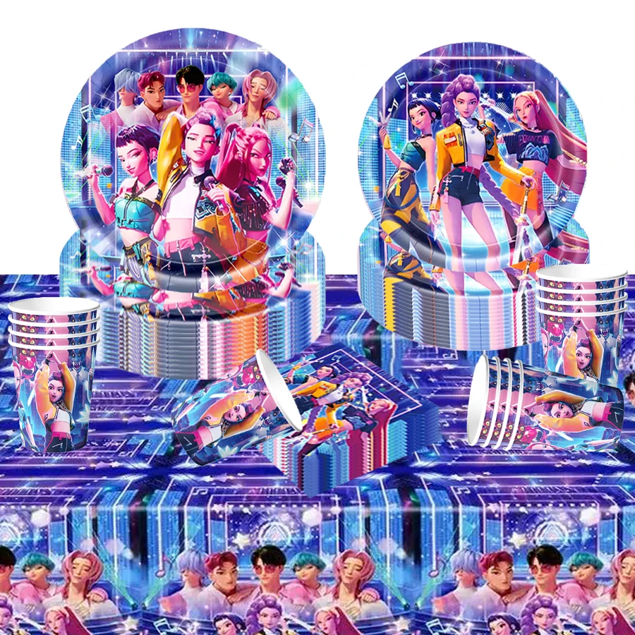 51件組 K-POP 女團偶像主題派對套裝,適合10人使用,一次性生日派對餐具包含盤子、杯子和餐巾紙。節日裝飾,適用於露營、野餐、後院燒烤和派對佈置,粉絲的完美禮物。適合萬聖節、聖誕節、感恩節和生日派對晚餐。也適合萬聖節、聖誕節、感恩節和派對裝飾,給 K-POP 粉絲的絕佳驚喜禮物。 - 彩色 - 查看 1