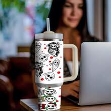 Disney 40 Oz Tumbler With Handle And Straw, Nightmare Before Christmas Jack Skellington Insulated Travel Mug, Double Wall Stainless Steel Vacuum Cup For Hot & Cold Water, Spooky Halloween Christmas Gifts - Nightmare - View 4