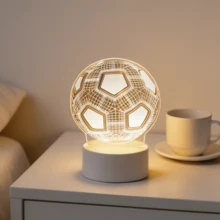 1個籃球造型3D壓克力夜燈，USB供電籃球LED燈，居家室內裝飾夜燈，桌面藝術裝飾照明，適合籃球迷生日派對節日的理想禮物，家居裝飾 - 足球 - 查看 12