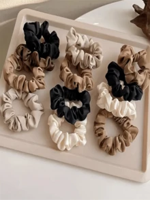 3pcs Random Color Vintage Scrunchies, High Elasticity - Very Suitable For Indoor Home Use, Outdoor Activities, Outings, Travel, And Other Occasions - Multicolor - View 5