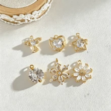 3/5/10件組銅石系列吊墜飾品，包含愛心、星星及其他圖案，適用於DIY珠寶製作、項鍊、手鍊、耳環、包包鍊條、鑰匙圈、拉鍊裝飾，女性理想禮物與節日贈禮 - 彩色 - 查看 1