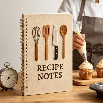 1 pieza Cubierta de utensilios de cocina minimalista para notas de recetas, adecuada para notas de cocina, planificación de comidas, recetas de repostería. Perfecto para cocineros caseros, reposteros, amantes de la comida. Regalo ideal para nuevos propietarios de viviendas, madres, amigos, fiestas de inauguración de la casa, Día de la Madre, Acción de Gracias, Navidad y artículos esenciales de cocina.