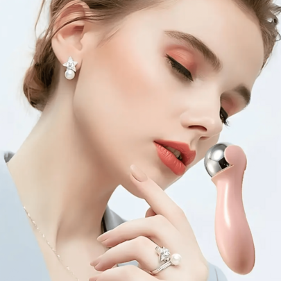 1 pièce Rouleau de massage facial froid & chaud en acier inoxydable, masseur portable conçu pour le massage des yeux, style boule de glace à main, convient pour les soins de la peau et l'utilisation en voyage