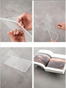 1pc Transparent Acrylic X-Shaped Reading Book Stand, Ins Style Desktop Book Holder, High-Aesthetic Book Display Rack, High-Transparency Thickened Desktop Display Stand, Minimalist Home Office Reading Support Rack, Suitable For Recipe Books, Art Books, Albums, Study Room And Home Office - Transparent - View 6