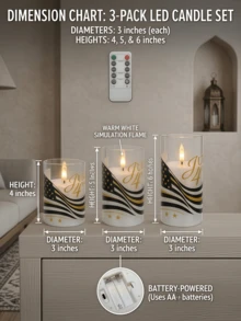 1/2/3pcs Flameless Candle Lights With Remote Control/Timer, Battery Operated, Warm Light Candle Lamps, Suitable For Table Centerpiece Decoration, Perfect For US Independence Day And Holiday Atmosphere Decor - Transparent - View 7