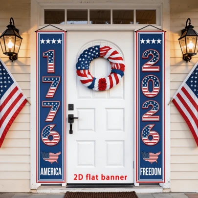 2pc7 Independence Day Flag For The United States, 250th Anniversary Decorations For July 4th, Independence Day Decorations, Suitable For The 2026 Anniversary Celebration Of The Independence Day Of The United States, Parties, Indoor/Outdoor, Garden, Corridor, Balcony, Door Decoration. Decoration