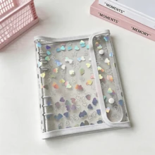 A5 Size Colorful Heart-Shaped Loose-Leaf Binder, Notebook Set, Colorful Cover Double-Snap Design, A5 Size Sticker Book, Expandable Document Bag, Hot Melt Bead Storage Book, Perler Bead Storage Book, Loose-Leaf Sticker Book, A5 Replaceable Inner Pages. Can Be Used As Photo Album, Sticker Book, Savings Book, Nail Art Book, Card Book, Planner, Notebook, Perler Bead Storage Box, Card Storage Box, Transparent Folder, K-POP Idol Storage Box, Document Storage Box, Transparent Sticker Loose-Leaf Binder, Fan Activity Storage Book, Office Supplies And School Supplies. Essential For Back To School Season. - A5 Heart-shaped Double-snap Bind - View 19